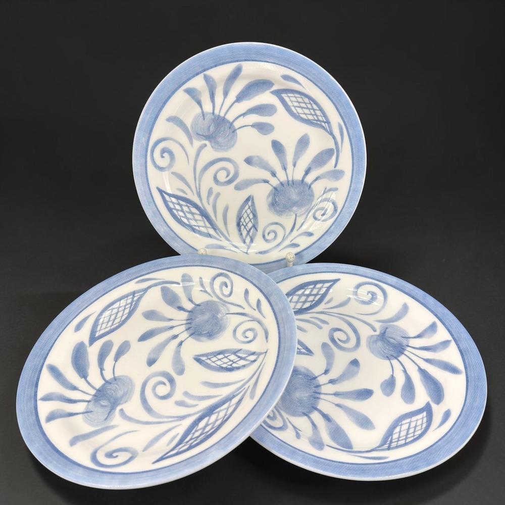 Corelle Oceanview Dishes Plates Corning Vitrelle‎ Glass USA Set of 3 VTG 7 Inch